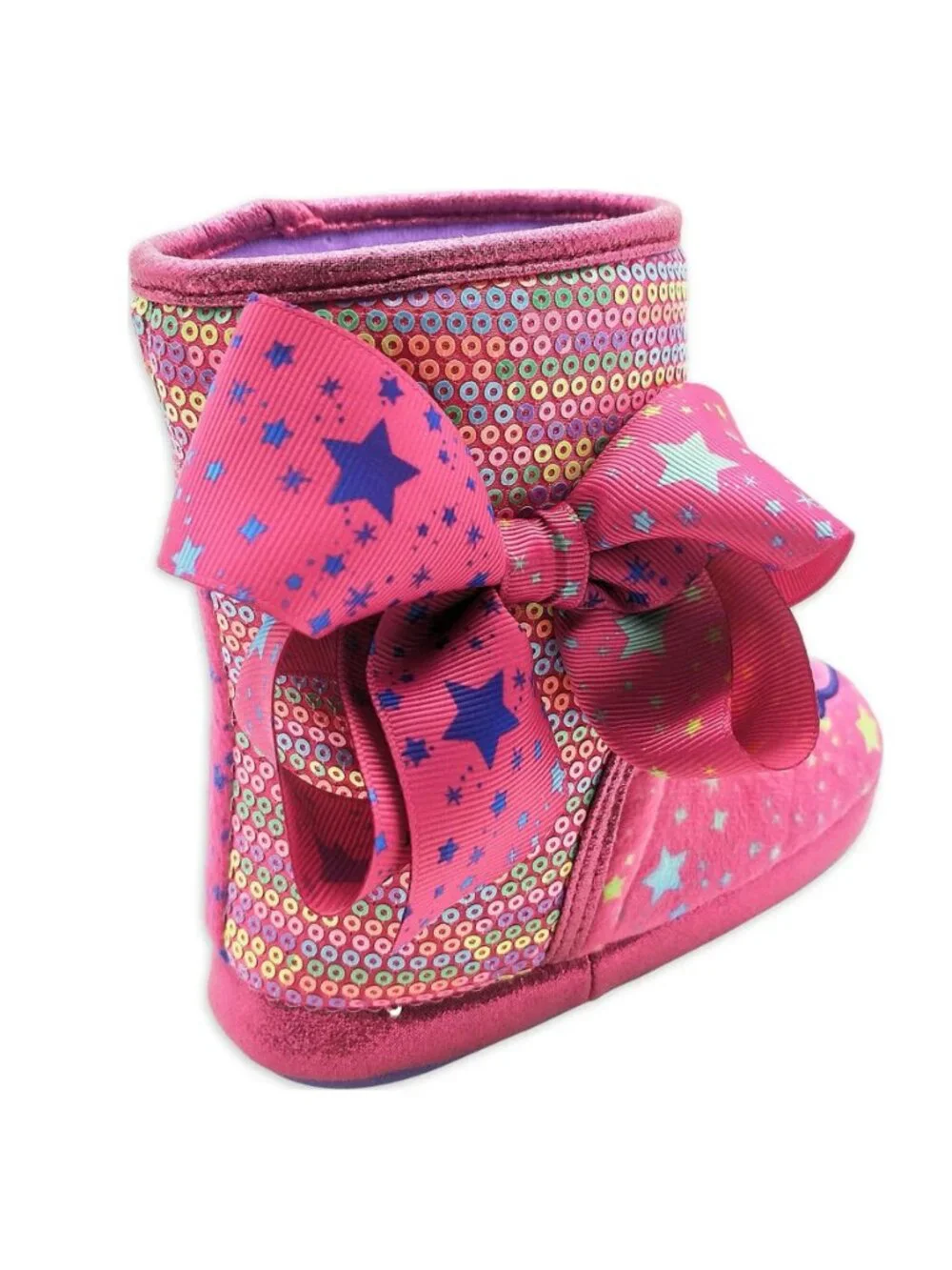 JoJo Siwa Kids Size 7/8 Bootie Slippers Bow Sequins Jojo BowBow Artwork
